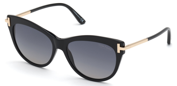 [Shiny Black W. Rose Gold Temples - Polarized Gradient Smoke]