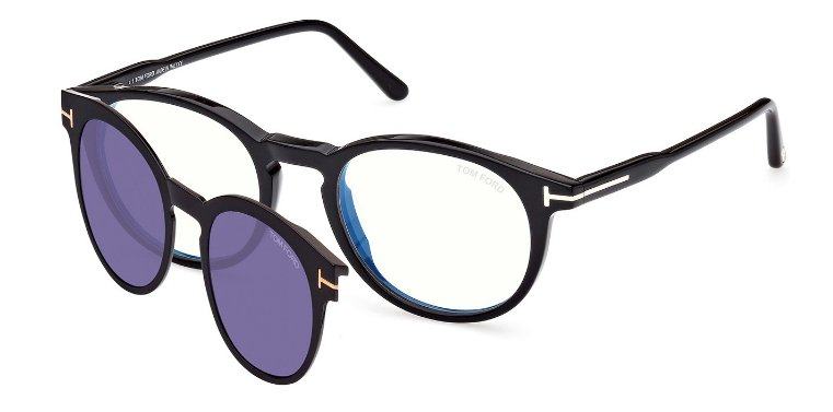 [Shiny Black - Blue Block Lenses With Sun Clip]