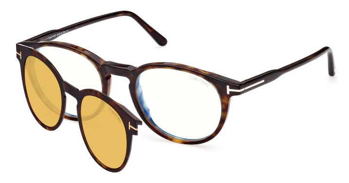 [Shiny Dark Havana - Blue Block Lenses With Sun Clip]