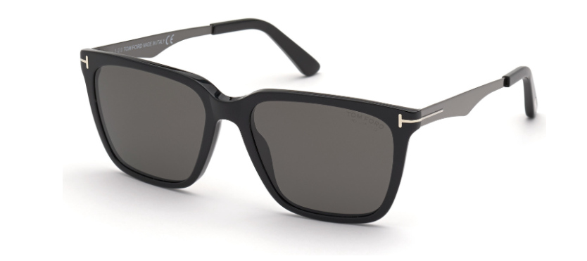 [Shiny Black W. Shiny Dark Ruthenium Temples - Polarized Smoke]